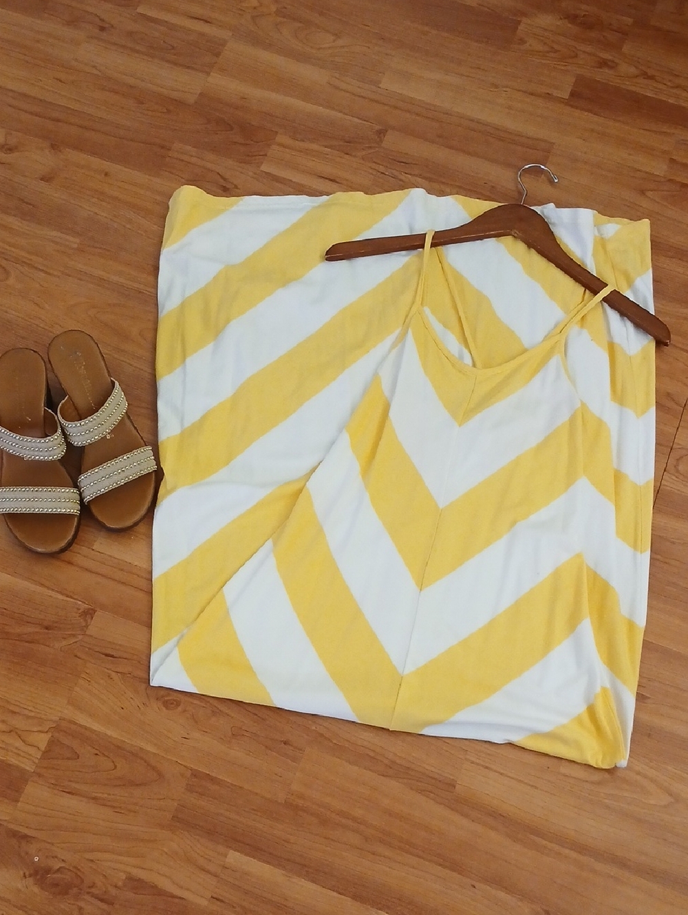 GAP Yellow and White Striped Maxi Dress